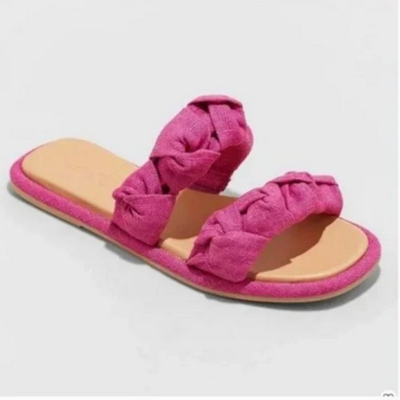 Women's Meg Knotted Slide Sandals Pink - Universal Thread™ 8 - Picture 1 of 8